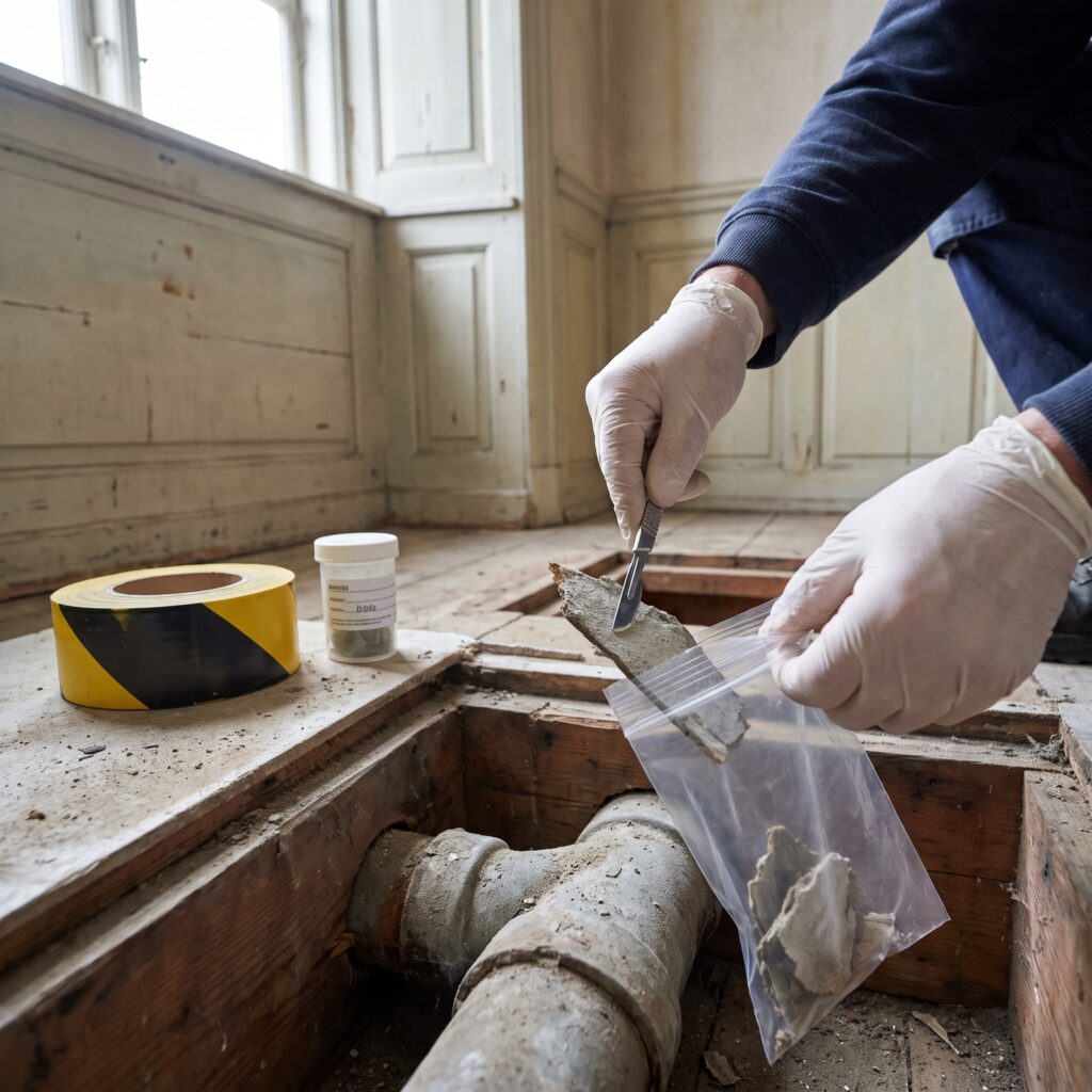 Asbesttest af byggemateriale med dokumentation og prøvetagning