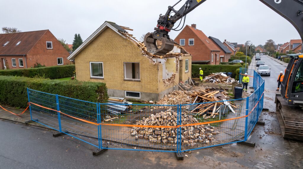 Nedrivning af hus i dansk villaområde