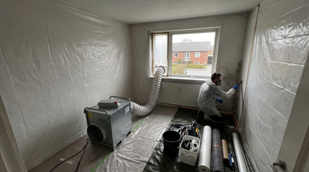 Professionel skimmelsanering indendørs i bolig