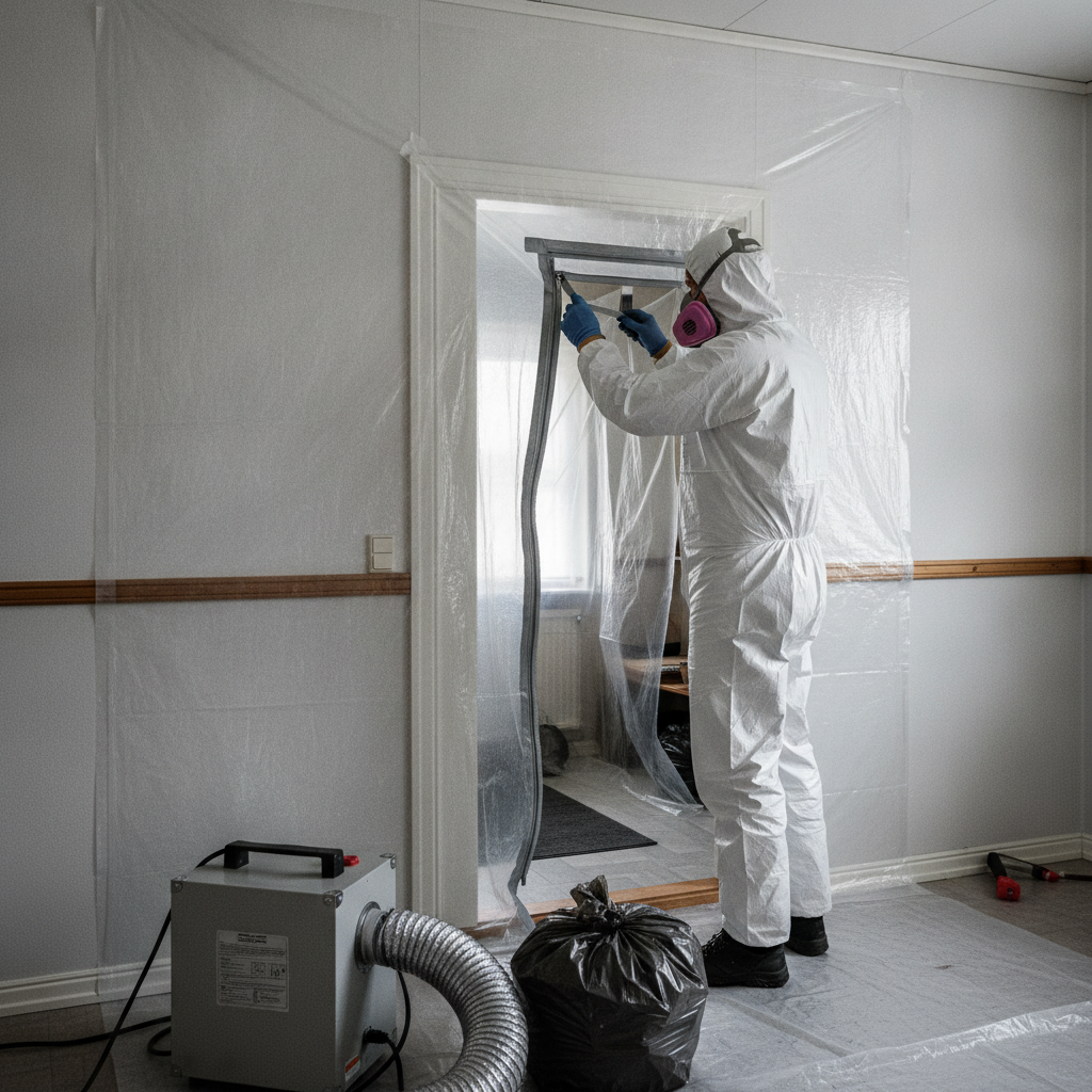nedriver, asbestsanering, miljøsanering, sikkerhed, værnemidler, åndedrætsværn, afskærmning, plastafdækning, sluse, undertryk, hepa-filter, industristøvsuger, asbestaffald, affaldshåndtering, slutrengøring, dokumentation, indendørs, renovering, parcelhus, dansk hjem, byggeplads, professionel, pris, tilbud, hus, bolig, håndværker