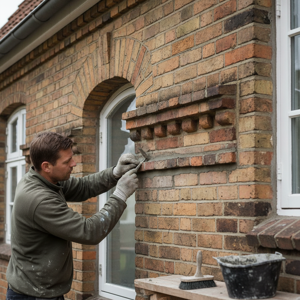 murer, murværk, murværksdetaljer, facaderenovering, omfugning, reparation, bevaring, udskiftning, udendørs, murermestervilla, facade, mursten, tegl, mørtel, fuger, gesims, sålbænk, muret stik, revner, fugt, renovering, professionel, hus, bolig, håndværker