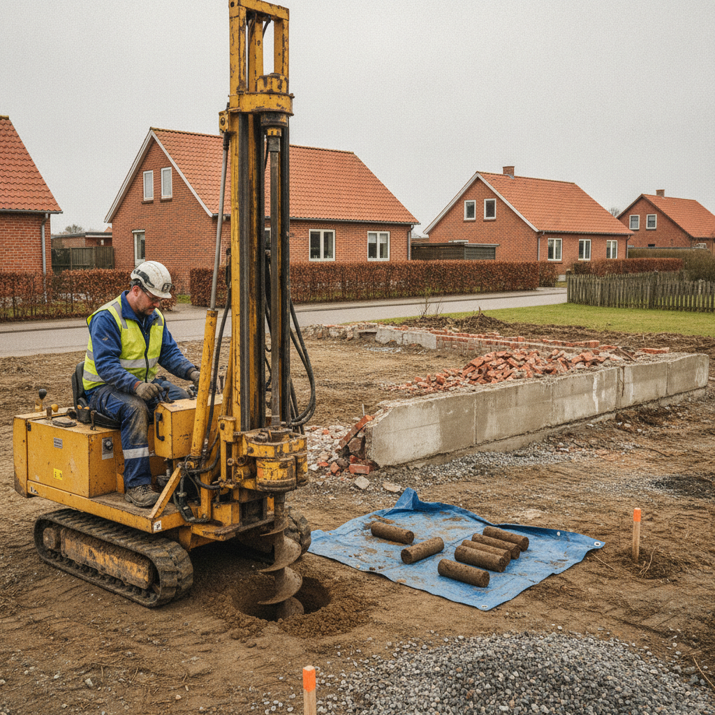 geotekniker, jordbundsundersøgelse, geoteknisk undersøgelse, boringer, prøveboring, jordprøver, byggegrund, efter nedrivning, udendørs, parcelhusgrund, byggemodning, fundament, fundering, jordlag, fyldjord, grundvand, byggeplads, nybyggeri, rapport, pris, tilbud, hus, bolig, håndværker